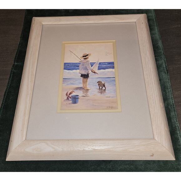 Framed Art Print Crista Kieffer Boy At The Beach Vintage - Picture 3 of 12